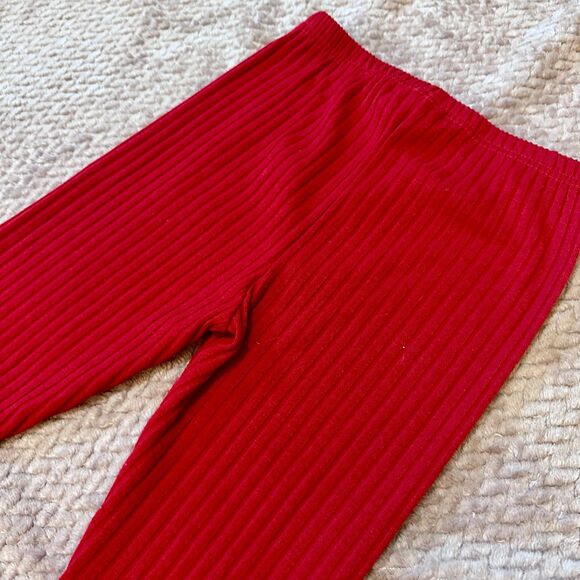 Girl’s Red Ribbed Leggings Size 7 - Picture 6 of 7